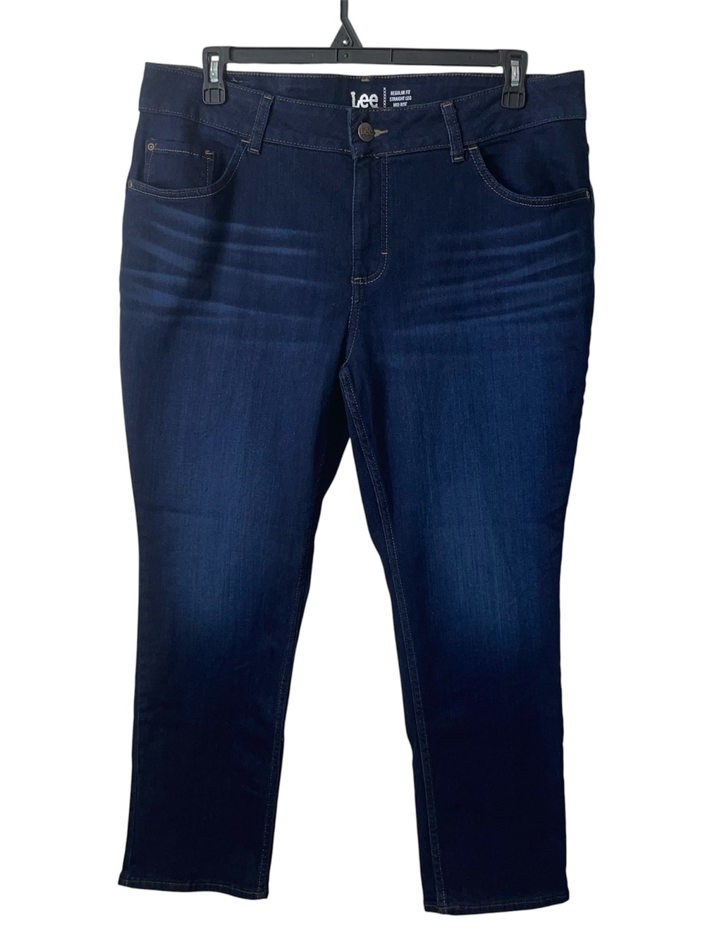 Lee Women’s Sz 20W Petite Plus Midrise Regular Fit Straight Leg Jeans Dark Wash